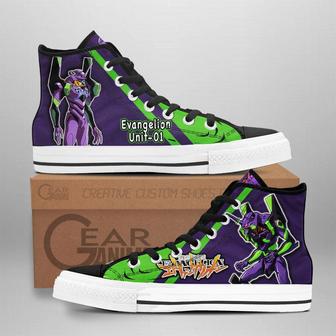 Evangelion High Top Shoes Custom Manga Anime Neon Genesis Evangelion Sneakers Gift Idea | Favorety UK