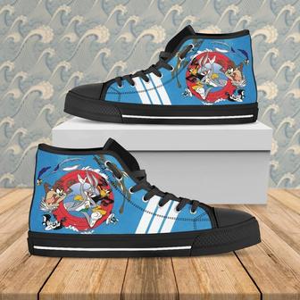 Funny Looney Tunes Shoes Bunny Custom Shoes Custom Running Shoes Birthday Gift Black High Top Shoes | Favorety