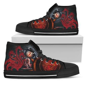 Game Of Thrones Targarven Dragon Black Lover Shoes Gift For Fan High Top Shoes For Men And Women | Favorety UK