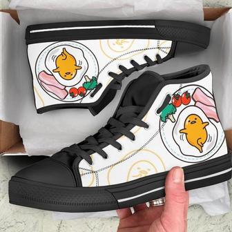 Gudetama Hightop Sanrio Custom Hightop Egg Canvas Shoes Birthday Father’S Day Black High Top Shoes | Favorety AU