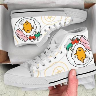 Gudetama Hightop Sanrio Custom Hightop Egg Canvas Shoes Birthday Father’S Day White High Top Shoes | Favorety UK