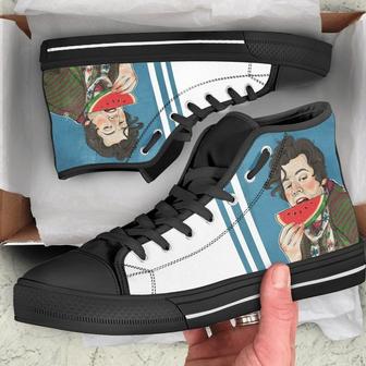 Harry Styles Watermelon Sugar Design Art For Fan Sneakers Black High Top Shoes For Men And Women - Monsterry DE