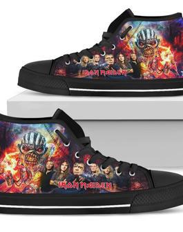 Iron Maiden Fire Iron Maiden Songs Black Lover Shoes Gift For Fan High Top Shoes For Men And Women | Favorety