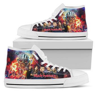 Iron Maiden Fire Iron Maiden Songs White Lover Shoes Gift For Fan High Top Shoes For Men And Women | Favorety AU