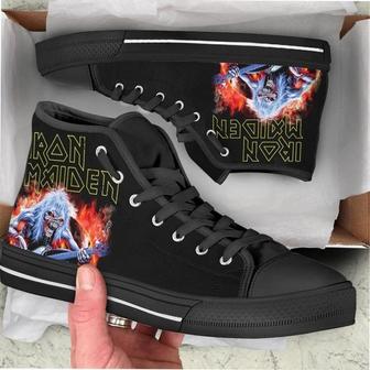 Iron Maiden Rock Band Music Design Art For Fan Sneakers Black High Top Shoes For Men And Women | Favorety