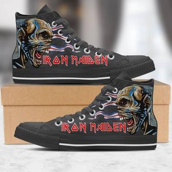 Iron Maiden Rock Band Music Design For Lovers Gift For Fan Custom Canvas High Top Shoes | Favorety