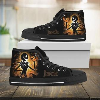 Jack Skellington Nightmare Before Christmas Design Art For Fan Sneakers Black High Top Shoes For | Favorety