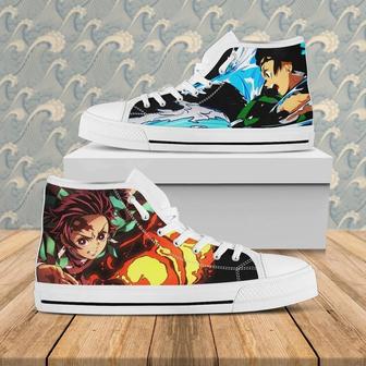 Kamado Tanjiro Demon Slayer Anime Japan Design Art For Fan Sneakers Black High Top Shoes For Men And - Monsterry