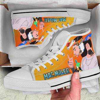 Mac Miller Custom Hightop Music Hightop Mac Miller Shoes Hip Hop Mac Miller Shoes White High Top Shoes - Monsterry