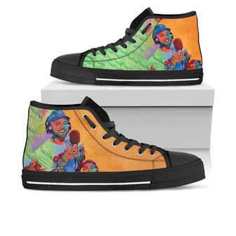 Mac Miller Custom Hightop Singer Custom Shoes Music Canvas Shoes Birthday Father’S Day Black High - Monsterry