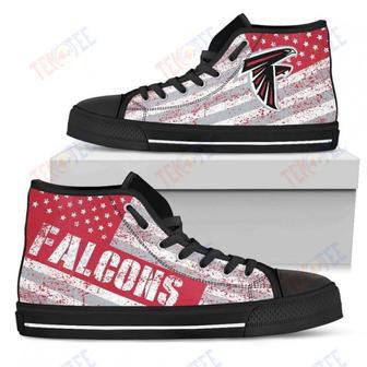 Mens Womens Atlanta Falcons High Top Shoes America Flag Italic Vintage Style Shoes | Favorety UK