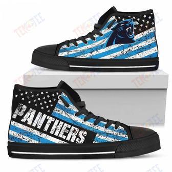 Mens Womens Carolina Panthers High Top Shoes America Flag Italic Vintage Style Shoes | Favorety CA