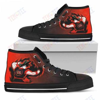 Mens Womens Cincinnati Bengals Son Goku Saiyan Power High Top Shoes Printable | Favorety