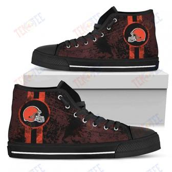 Mens Womens Cleveland Browns High Top Shoes Triple Stripe Bar Dynamic Shoes For Men Custom Shoes | Favorety