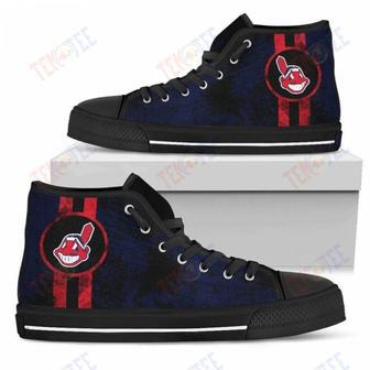 Mens Womens Cleveland Indians High Top Shoes Triple Stripe Bar Dynamic Shoes For Men Custom Shoes | Favorety