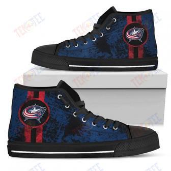 Mens Womens Columbus Blue Jackets High Top Shoes Triple Stripe Bar Dynamictop Sports Shoes | Favorety UK