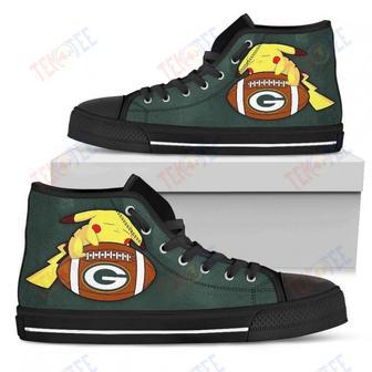 Mens Womens Green Bay Packers High Top Shoes Cute Pikachu Laying On Balltop Quality | Favorety CA