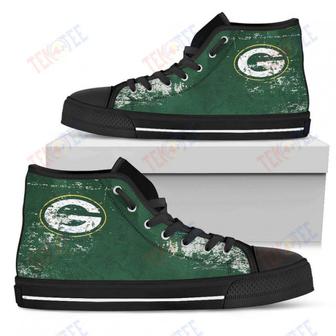Mens Womens Green Bay Packers High Top Shoes Grunge Vintage Logo Printable | Favorety