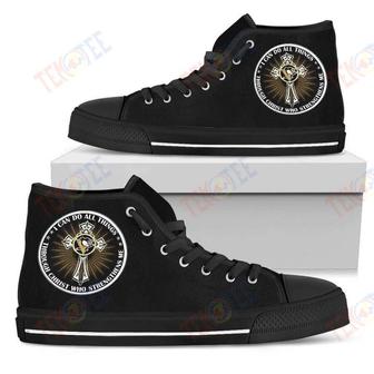 Mens Womens I Can Do All Things Through Christ Who Strengthens Me Pittsburgh Penguins High Top Shoesfor | Favorety