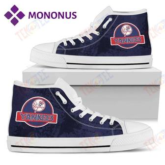 Mens Womens Jurassic Park New York Yankees High Top Shoes White For Men And Women Nice And Comfortable | Favorety