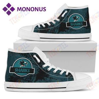 Mens Womens Jurassic Park San Jose Sharks High Top Shoes White For Men And Women Nice And Comfortable | Favorety DE