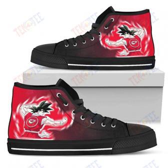 Mens Womens Kansas City Chiefs Son Goku Saiyan Power High Top Shoes Printable | Favorety DE