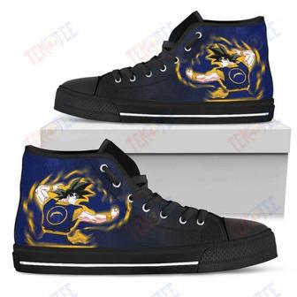 Mens Womens Los Angeles Chargers Son Goku Saiyan Power High Top Shoes Printable | Favorety