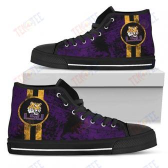 Mens Womens Lsu Tigers High Top Shoes Triple Stripe Bar Dynamic Shoes For Men Custom Shoes | Favorety