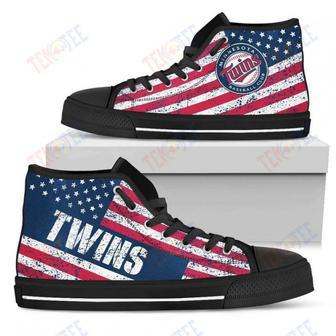 Mens Womens Minnesota Twins High Top Shoes America Flag Italic Vintage Style Shoes | Favorety DE