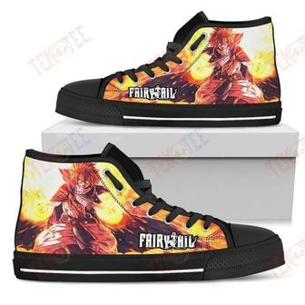 Mens Womens Natsu Power Sneakers High Top Shoes For Fairy Tail Anime Fan | Favorety