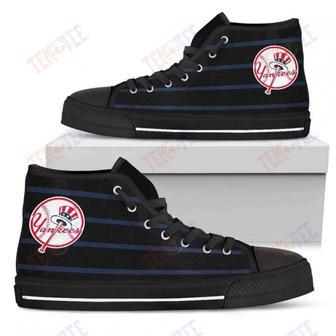 Mens Womens New York Yankees High Top Shoes Edge Straight Perfect Circle Shoes | Favorety CA