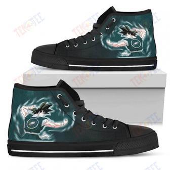 Mens Womens Philadelphia Eagles Son Goku Saiyan Power High Top Shoes Printable | Favorety