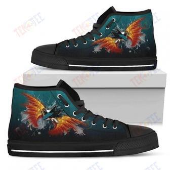 Mens Womens San Jose Sharks High Top Shoes Angel Wings Printable | Favorety