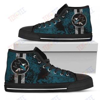 Mens Womens San Jose Sharks High Top Shoes Triple Stripe Bar Dynamictop Sports Shoes | Favorety DE