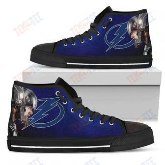 Mens Womens Tampa Bay Lightning High Top Shoes Thor Head Beside Shoes | Favorety