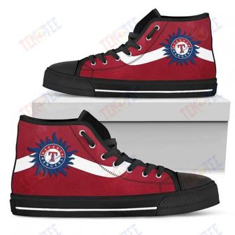 Mens Womens Texas Rangers High Top Shoes Simple Van Sun Flame Shoes | Favorety