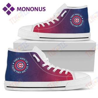 Mens Womens They Hate Us Cause They Aint Us Chicago Cubs High Top Shoes White For Men And Women Nice | Favorety
