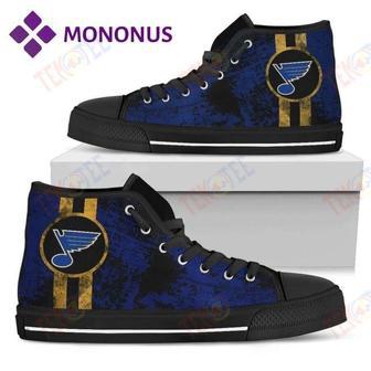 Mens Womens Triple Stripe Bar Dynamic St Louis Blues High Top Shoes Black | Favorety AU