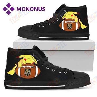 Mens Womens Unique Pikachu Laying On Ball Vegas Golden Knights High Top Shoes Black | Favorety CA