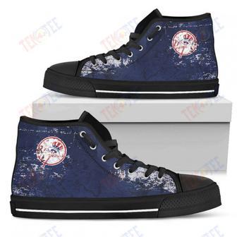 Mens Womens York Yankees High Top Shoes Grunge Vintage Logo Printable | Favorety