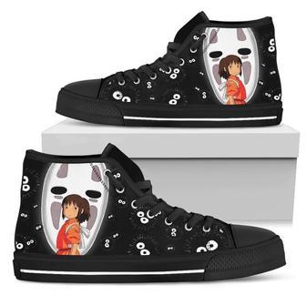 No Face And Chihiro Ghibli Studio Design Art For Fan Sneakers Black High Top Shoes For Men And Women | Favorety CA