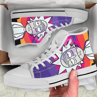 Rick Morty Hightop Cartoon Canvas Shoes Birthday Son Boyfriend Father’S Day High Top Shoes | Favorety AU