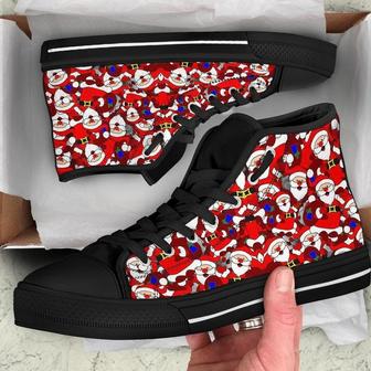 Santa Claus High Top Shoes, Christmas Print Shoes, Santa Claus Sneakers, Christmas All Star Shoes - Monsterry DE