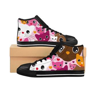 Say Cheese Kitties Cute Women'S /Teens Sneakers Kawaii Pastel Goth Cute Cute Style High Top Shoes | Favorety UK