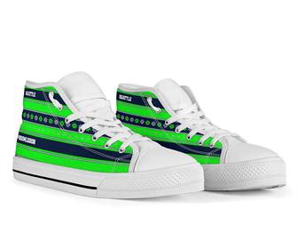 Seattle Football Fan Ugly Christmas Sweater Style Canvas Hi-Top High Top Shoes Sneakers - Monsterry CA