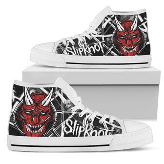 Slipknot Band Rock Logo White Lover Shoes Gift For Fan High Top Shoes For Men And Women | Favorety