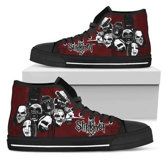 Slipknot Rock Music Band I Design Art For Fan Sneakers Black High Top Shoes For Men And Women | Favorety
