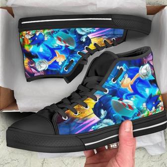 Sonic The Hedgehog Hightop Nintendo Canvas Shoes Birthday Father’S Day Black High Top Shoes | Favorety CA