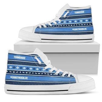 Tennessee Blue Codetrueblue Football Fans Ugly Christmas Sweater Style Hi-Top High Top Shoes Sneakers - Monsterry