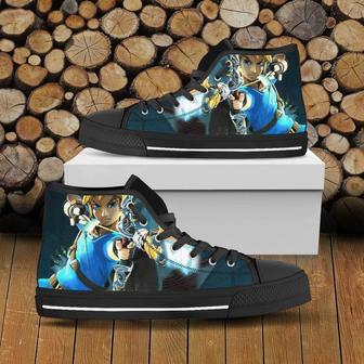 The Legend Of Zelda Game Hightop Canvas Shoes Him Son Boyfriend Father’S Day Black High Top Shoes | Favorety